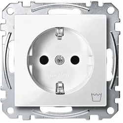 Merten SCHUKO-Steckdose, System M, mit Kennzeichnung Waschmaschine (polarweiß glänzend)