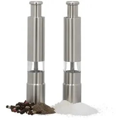 Relaxdays Pfeffermühle manuell 2er Set Edelstahl Silber,Transparent