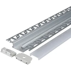 2m LED Alu Profile Schiene Unterputz Profil mit Milchglas Abdeckung Kanal System für LED-Streifen Profil P