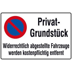 SafetyMarking Parkplatzschild aus Aluminium, 60 x 40 cm, Parkverbot Privatgrundstück