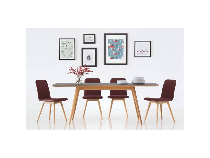 Polsterstuhl 2er-Set 45 x 85 x 60cm Echtleder Tupi: Bordeaux Rot/Bordeaux