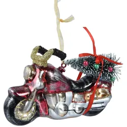 Christmas Decorations Christbaumschmuck Chopper Motorrad Glas 12cm Weihnachtskugeln Christbaumkugeln