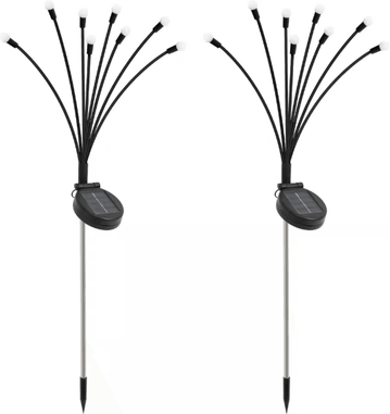 Inspired Finds 8 Head Solar Firefly Lights Waterproof Swaying Outdoor Garden Pathway Lights With Flexible Stems 2pack(16pcs Led Warm