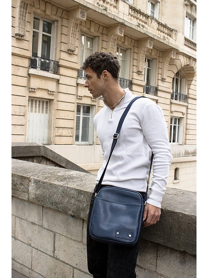 maison héritage PARIS Leder-Umhängetasche "Hemi" in Blau - (B)24 x (H)27 x (T)7 cm - onesize