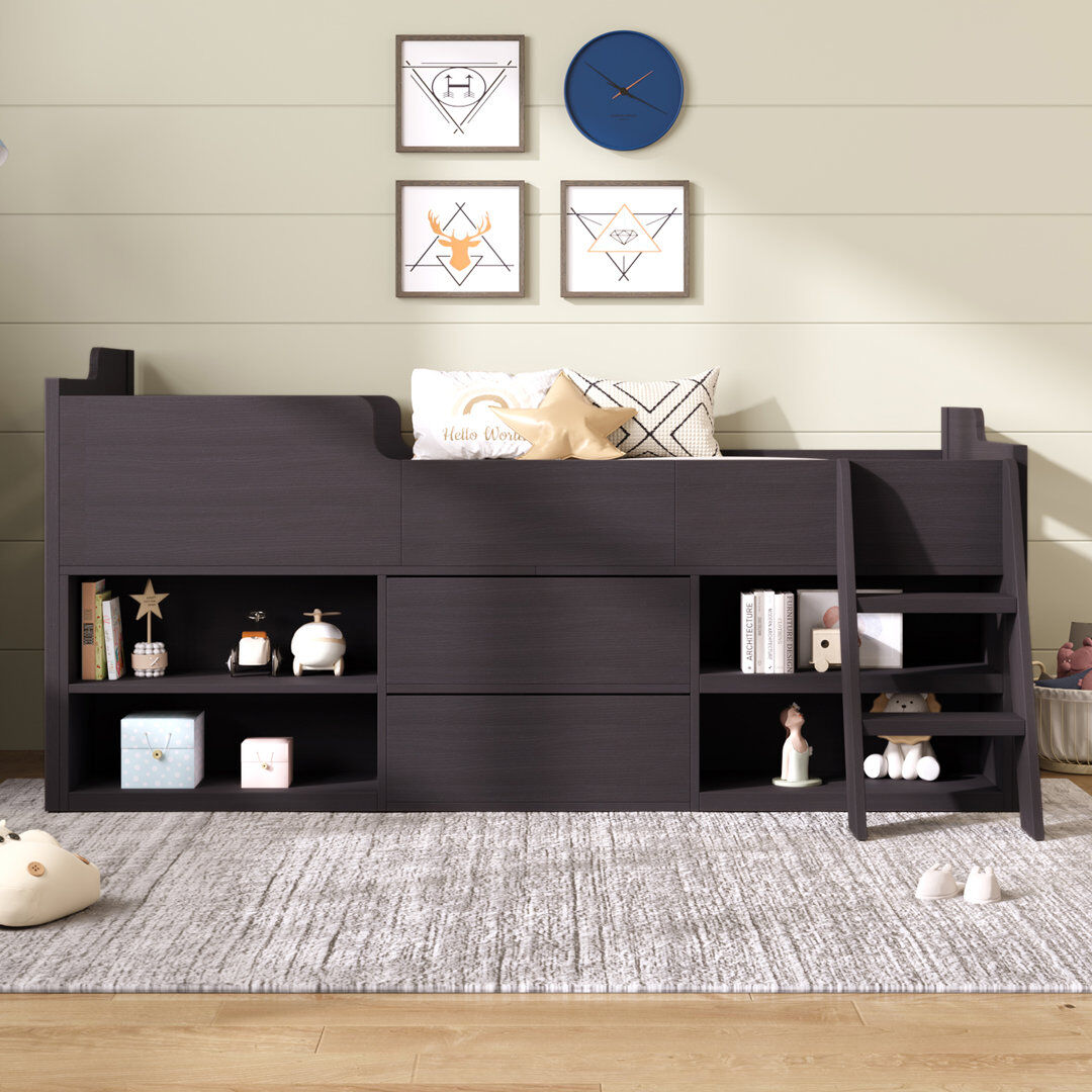 Brayden Studio Single (3') Mid Sleepers WITH DRAWERS BLACK Black