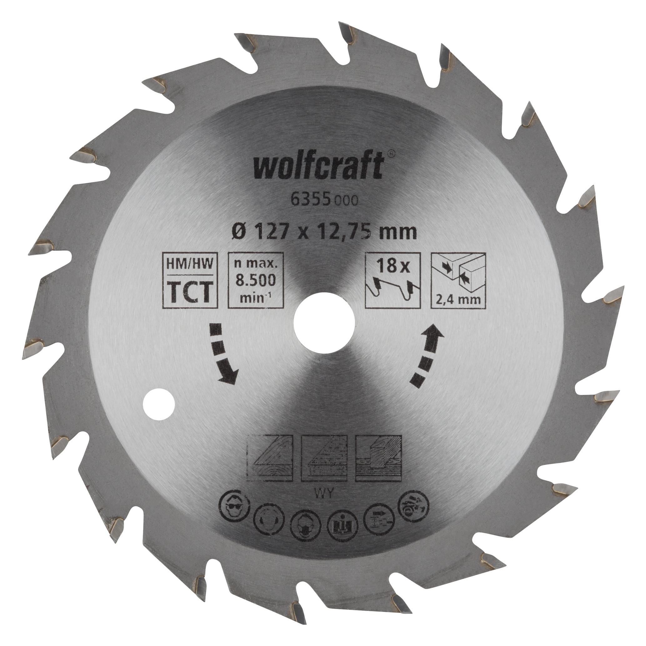 wolfcraft 1 Kreissägeblatt HM, 18 Zähne ø127mm (6355000)