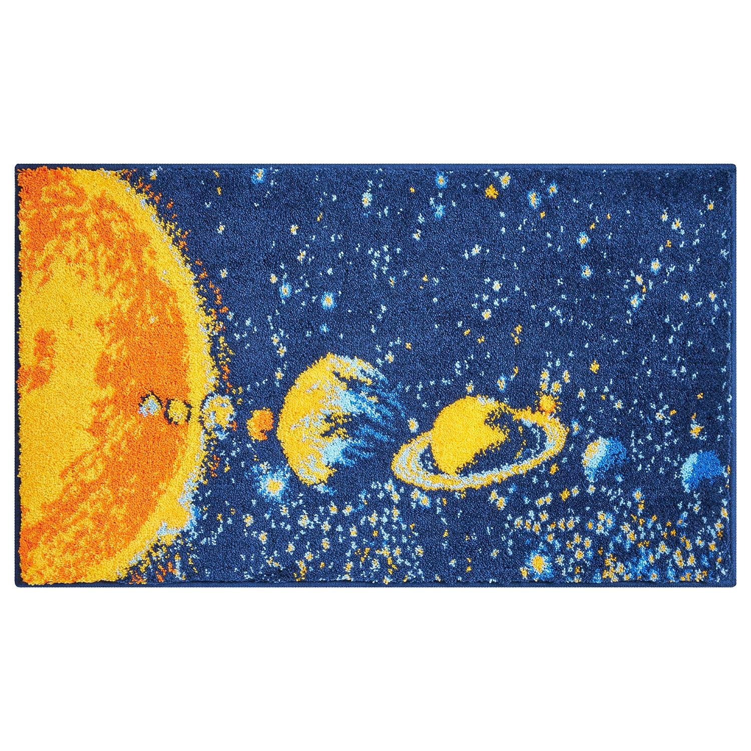 home24 Kindervloerkleed Planets blauw 60 x 90 cm