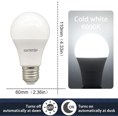 Uplift Essentials Dusk To Dawn Light Sensor Bulb 10W 110V220V Automatic LED For Garage And Outdoor Use 10w E27 6000k