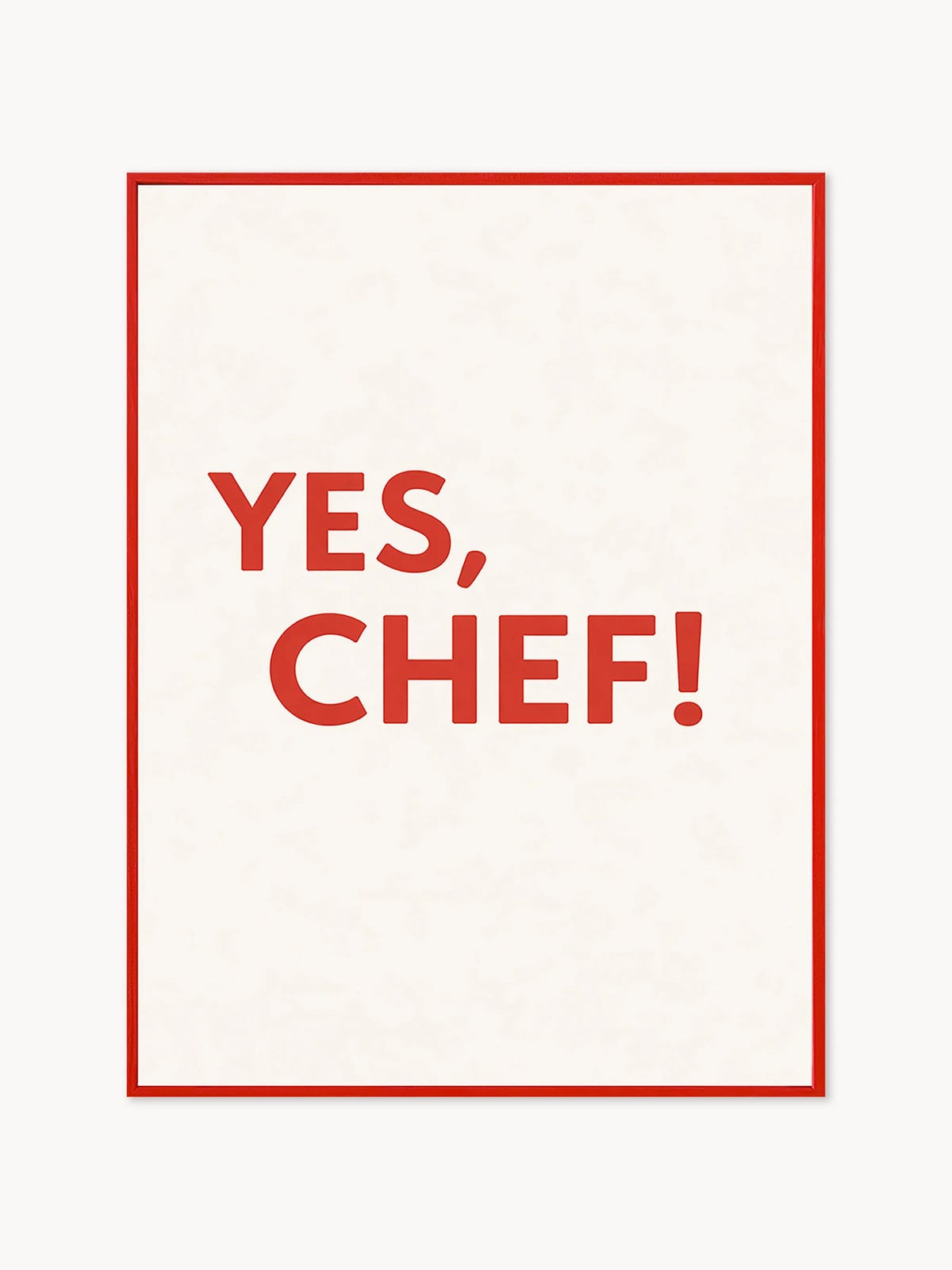 Handgemaakte ingelijste digitale print Yes Chef met typografie