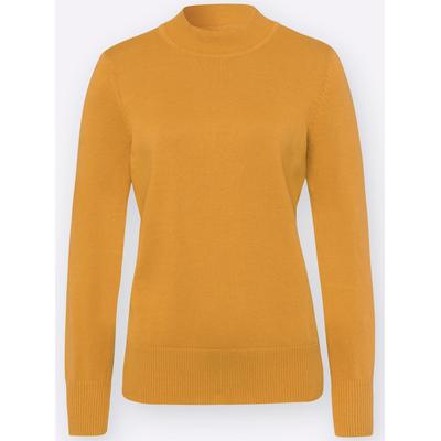 Strickpullover CLASSIC BASICS "Pullover", Damen, Gr. 38, gelb (ocker), 100% Baumwolle, unifarben, Pullover Strickpullover