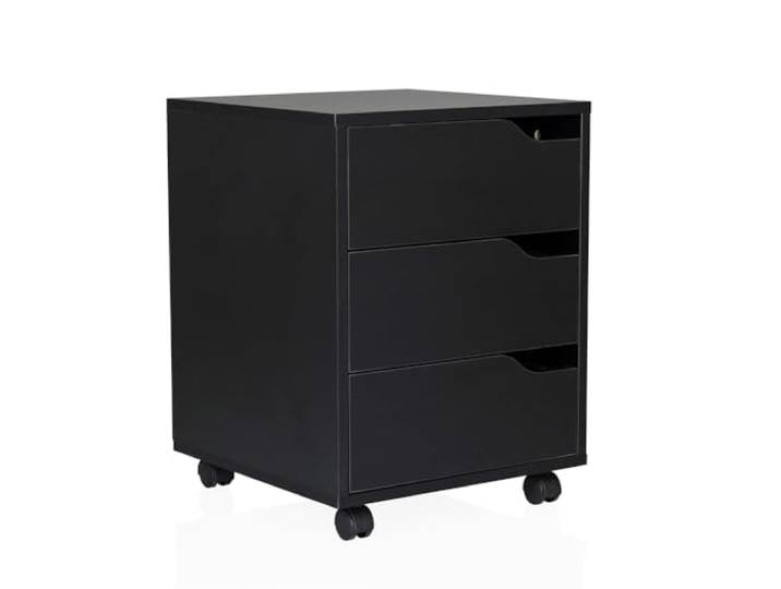 hjh OFFICE Caisson à roulettes Organiser I Armoire d'appoint spacieuse avec tiroirs et roulettes\, Noir