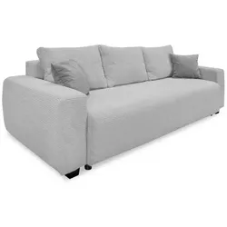BOOOM Schlafsofa mit Funktion Bella Cord Grau Hellgrau
