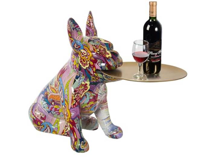Alexandra House Living Dekorative Figur, Mehrfarbig, Kunststoff, Hund, 22 x 34 x 29 cm, Tablett
