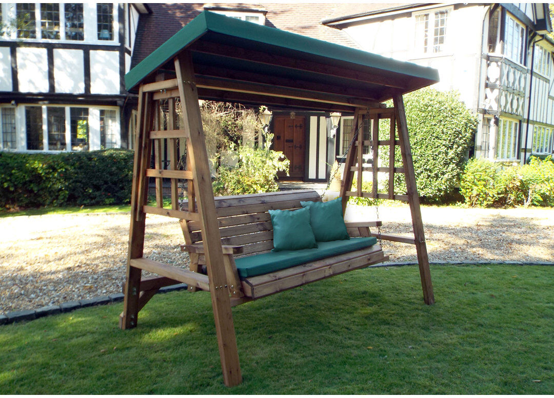 Union Rustic Galloway Porch Swing with Canopy Green 196 H x 225 W x 124cm D