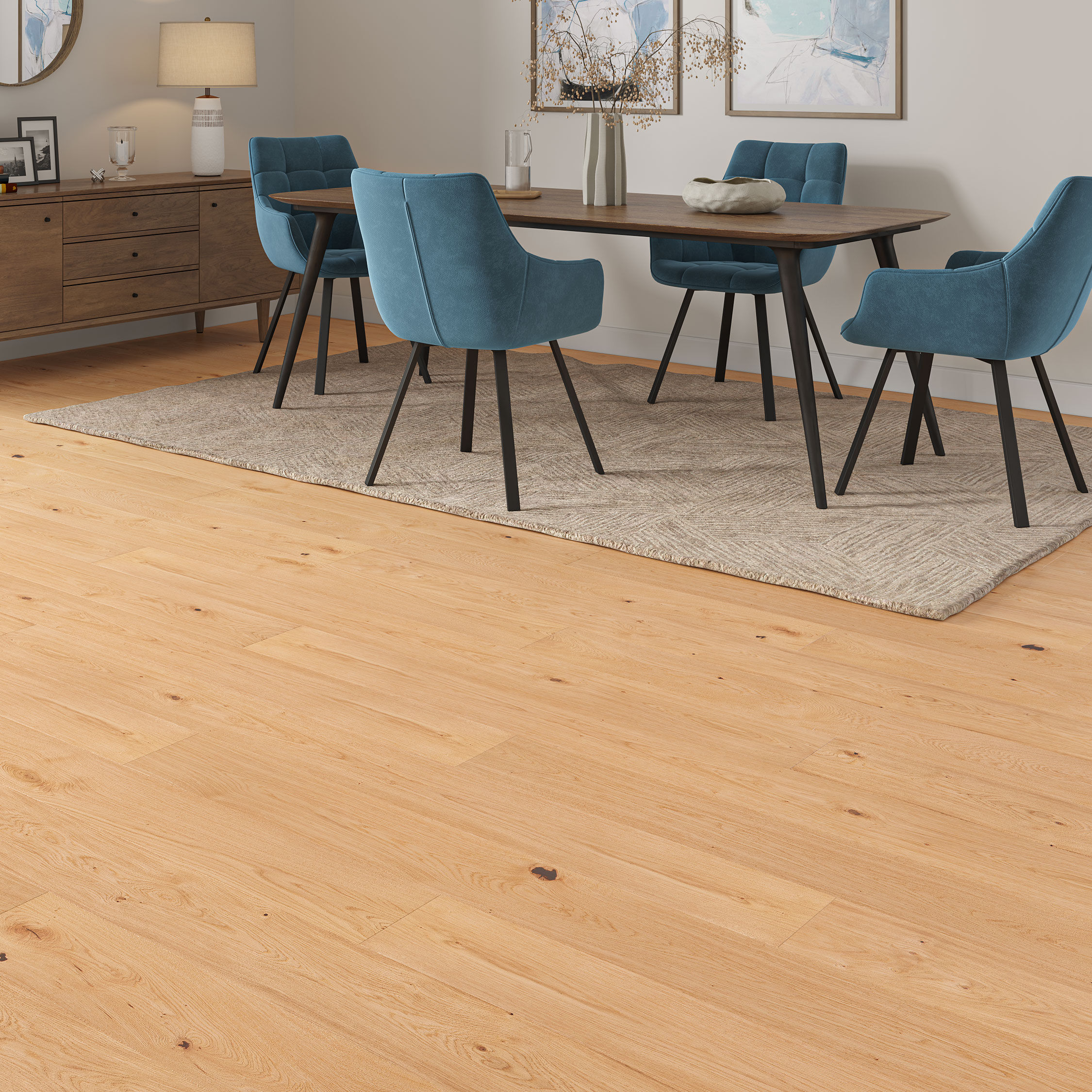 Luxury Flooring Light Engineered Oak Brushed & Lacquered Flooring - 20mm x 1900mm x 190mm