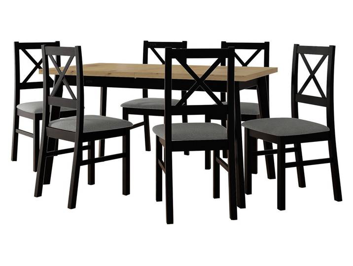 MIRJAN24 Essgruppe DR-011, (7er-Set, Esstisch Oslo V, 6x Stühle Nilo XI), Einlegeplatte für den Tisch befinden sich unter der Tischplatte