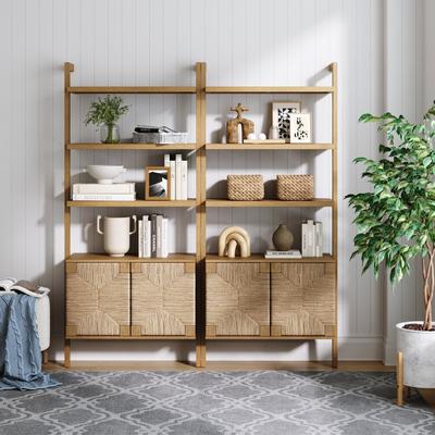 Nathan James Theo Open Shelf Industrial Bookcase with Drawers or Cabinets