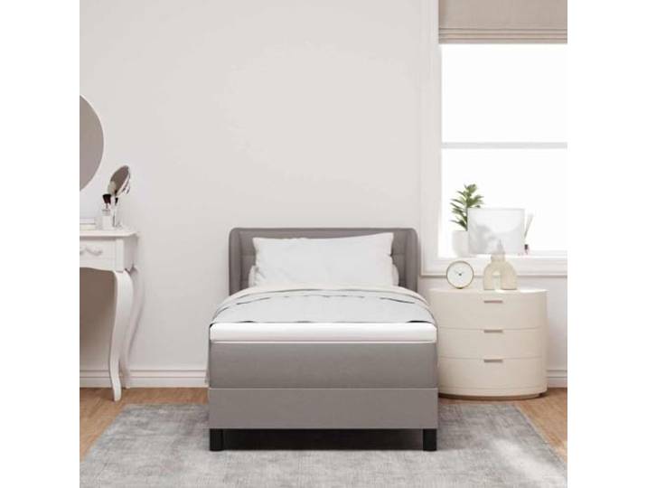 KTHLBRH Boxspringbett mit Matratze taupe 90 x 200 cm Stoff Verstellbares Kopfteil, Holzrahmen, robuste Struktur, Schlafzimmer
