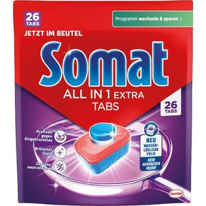 Somat Spülmaschinentabs All in 1 Extra, kraftvolle Reinigung, wirksam gegen Eingekrustetes, 26 Tabs