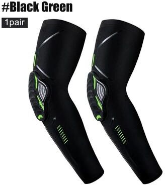 Uplifted Finds Sports Crash Proof Compression Elbow Pads (1 Pair) 1 Pair Black Green 2xl