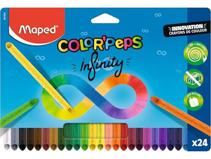 Maped - 24 Crayons de Couleur Color'Peps Infinity - 100% Mine\, 100% Utilisable