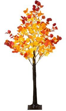 Nearly Natural 5-ft Pre-Lit Bright Autumn Eucalyptus Artificial Fall Tree - Green