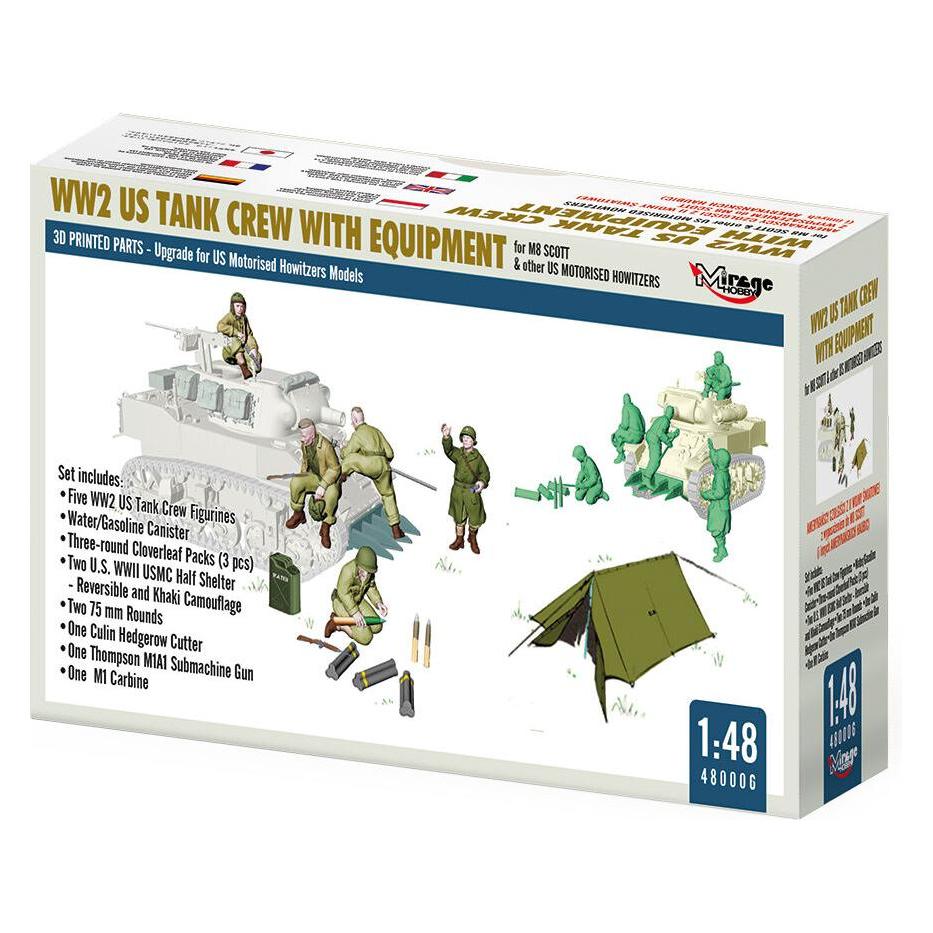 Mirage Hobby WW2 US TANK CREW WITH EQUIPMENT for M8 SCOTT & other US MOTORISED HOWITZERS (480006)