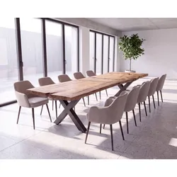 MassivHolz »Mammut« 389 cm Unikat-Baumstamm-Esstisch – Nr. 31162 389 cm / X-Beine