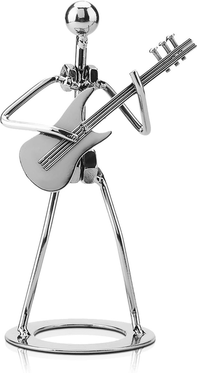 Solidchoice Muzikant Beeldje van Metaal - Gitaar Speler Decoratie voor op tafel
