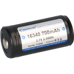 Keeppower 16340 3,6V 700mAh Akku (geschützt) - 1.4A