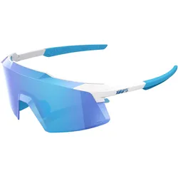 100%, Unisex, Sportbrille, Aerocraft - Matte White - HiPER Blue Mirror Lens (Matte White, Blau), Weiss
