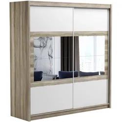 SCHWEBETÜRENSCHRANK POPPY 203/215/61 cm 2-türig mit Spiegel Eichefarben