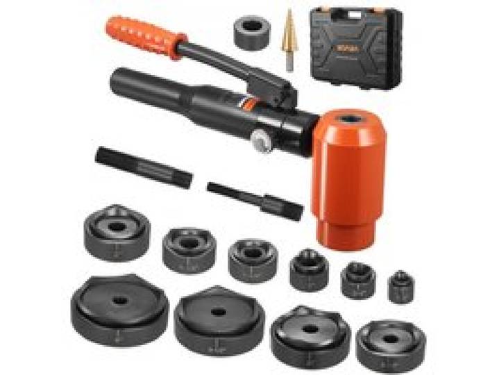 VEVOR Ausbrechstanzen-Set, 15 t hydraulisches Ausbrechset, 22,5 bis 115,4 mm KO-Werkzeugsatz, Lochherstellungswerkzeug, KO-Werkzeugsatz mit 10 Matrizen für Metallschaltschränke, Schaltschränke