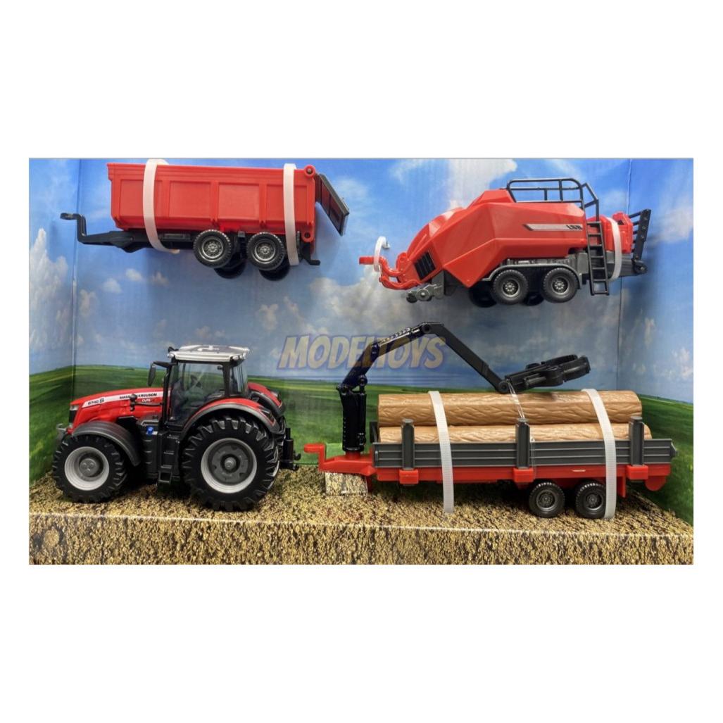 Bburago Diecast 1:43 Farmaland Massey Ferguson 8740s with accessories Ages 3+ 18-31703 (39235275)