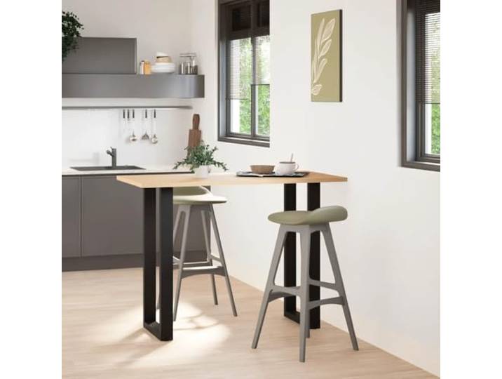 HGPOTUY Bartischbeine U-Form 2 STK. Schwarz 40x100-101 cm Stahl Pulverbeschichteter Stahl, verstellbare Nivellierfüße, vorgebohrte Löcher, mitgelieferte Schrauben, U-Form