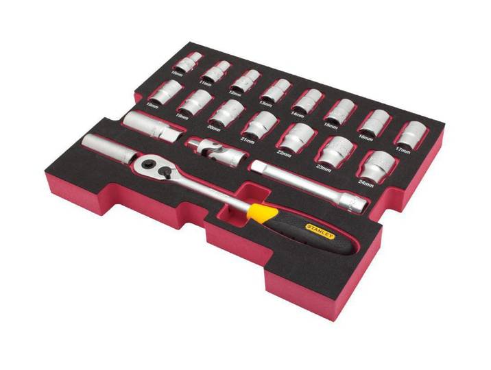 Werkzeugset STANLEY Steckschlüssel T-STAK 1/2 Einlage , rot (schwarz, rot, silberfarben), Werkzeugsets, Werkzeugset