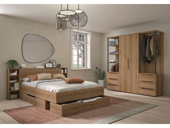 Schrankmodule GAMI, braun, B:60cm H:220cm T:58cm, Holzwerkstoff, Schränke, Schrankmodule, Multifunktional, grosszügig mit wahlweise Kleiderschrank oder Regalen