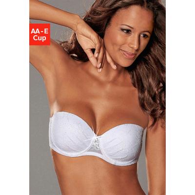 Push-up-BH LASCANA "Dirndl-BH, BH ohne Träger, BH trägerlos, Chelina", Damen, Gr. 75, Cup C, weiß, Spitze, Obermaterial: 80% Polyamid, 20% Elasthan, BHs Push-up-BH, mit abnehmbaren, normalen und transparenten Trägern, Dessous