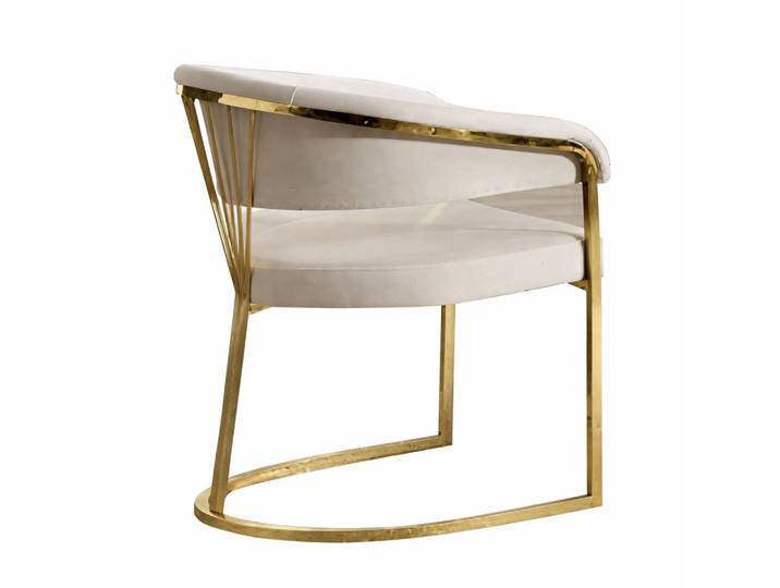 JVmoebel Esszimmerstuhl Eleganter Stuhl mit goldfarbenem Metallrahmen und weißem Sitzbezug