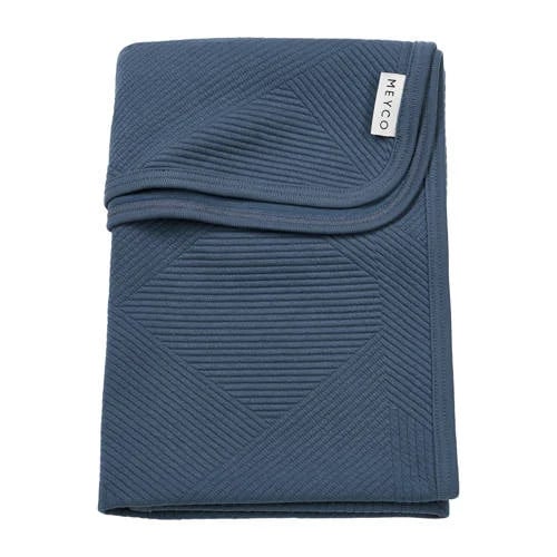Meyco ledikant deken Jacquard donkerblauw voor baby's