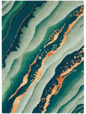Nourison Prismatic Emerald Carved Accents Handmade Indoor Rug
