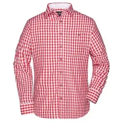 Herren Trachtenhemd JN638, rot/weiß, Größe S - rot/weiß - S