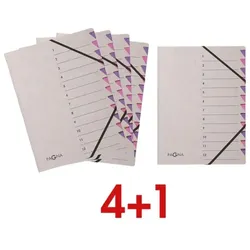Pagna 5x Ordnungsmappe »Easy Grey« 12-teilig, 4+1 Aktion lila, 24x32x5 cm