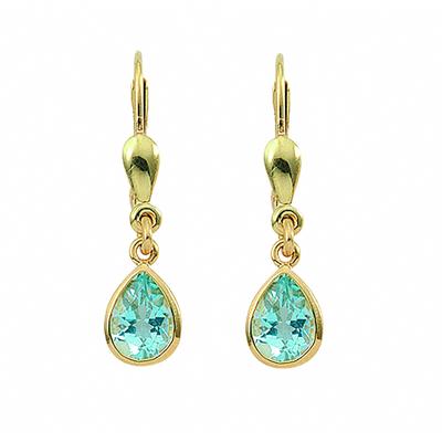 Paar Ohrhänger ADELIA´S "Damen 585 Gold Ohrringe Ohrhänger mit Aquamarin", blau, Ohrringe, Damen, Damen, Gelbgold 585 Gold, Gelbgold 585, Gold, mit Aquamarin Goldschmuck für Damen