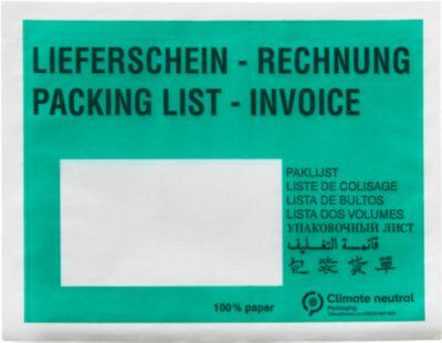 Papier-Dokumententasche/Lieferscheintasche SecurePack, C6, Fenster links, mit Aufdruck, selbstklebend, Pergaminpapier, grün, 250 Stück