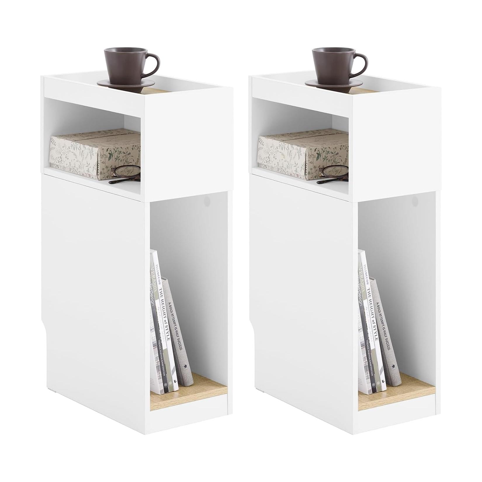 SoBuy Nachttisch mit 1 Ablage Weiß 35x20x60cm Minimalistisch