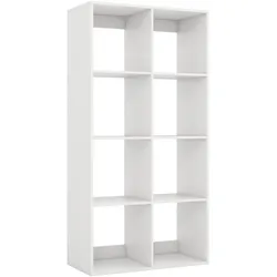 COSTWAY Bücherregal 4 Ebenen, 8 Fächer, Kippschutz, Würfelregal, Büro, Weiß 69,5x33x137 cm
