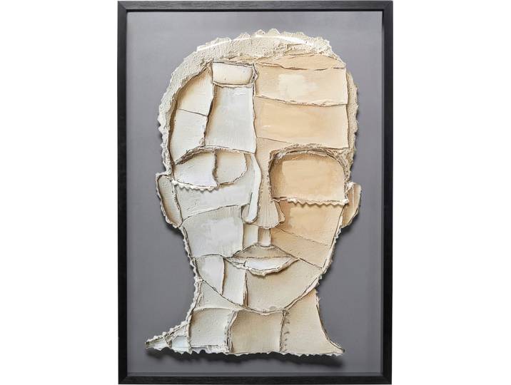 Bild mit Rahmen KARE DESIGN Gerahmtes Bild Art Visage 70x100cm , farbe bild(er): grau, B:74cm H:104cm T:6cm, Papier, Polyester, Polyresin, Bilder, Bild mit Rahmen