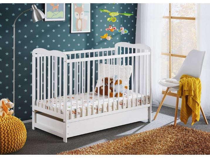 JVmoebel Babybett Babybett aus Holz in Weiß mit robusten Seitenwänden, 1-tlg.