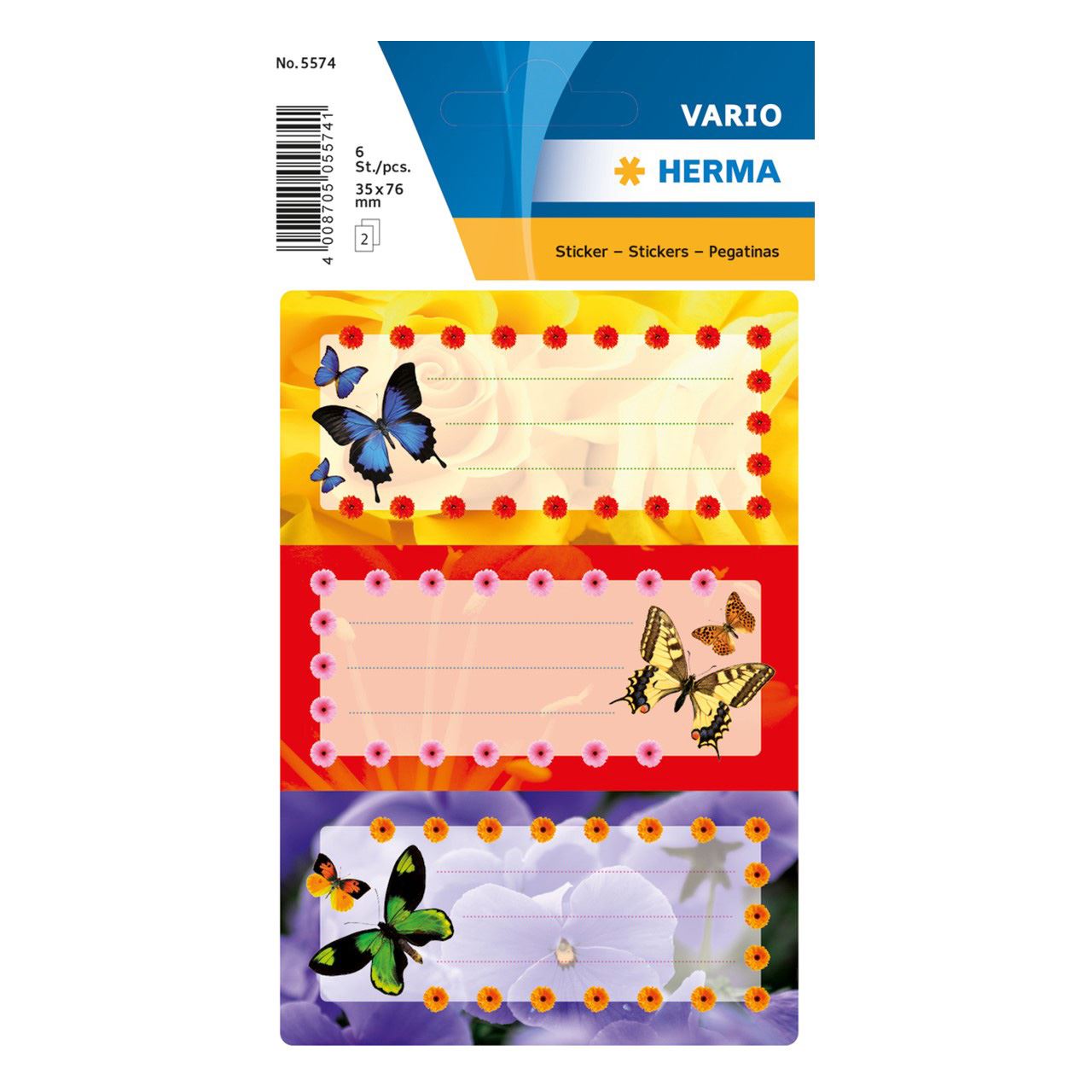 HERMA Schuletiketten Schmetterlinge, 6 Etiketten
